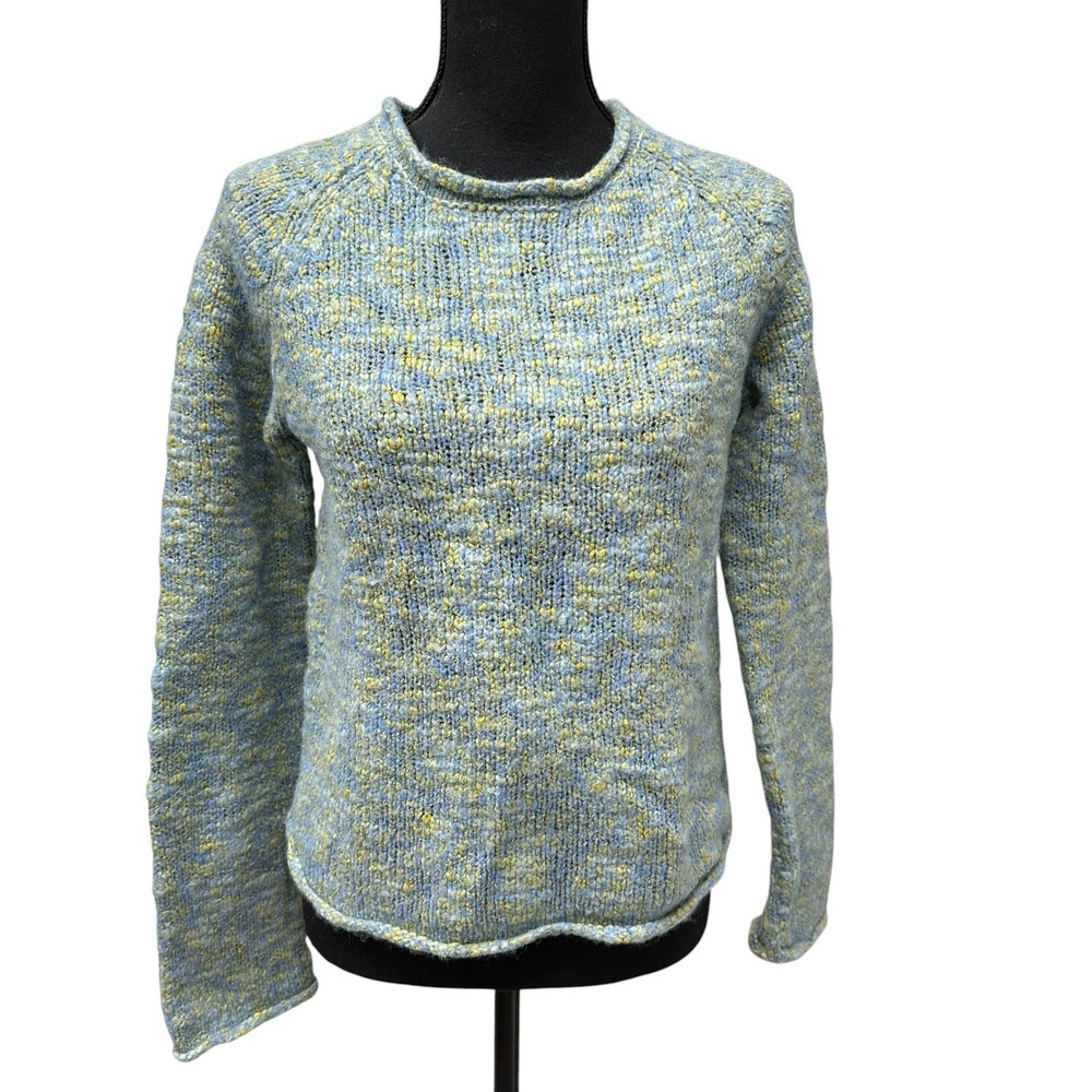 Royal Robbins Blue Yellow Wool Blend Roll Neck Pull Over Sweater Women's Size M